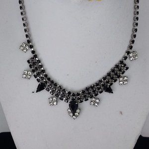 La Rel Vintage Black & White Rhinestone La Rel choker collar necklace